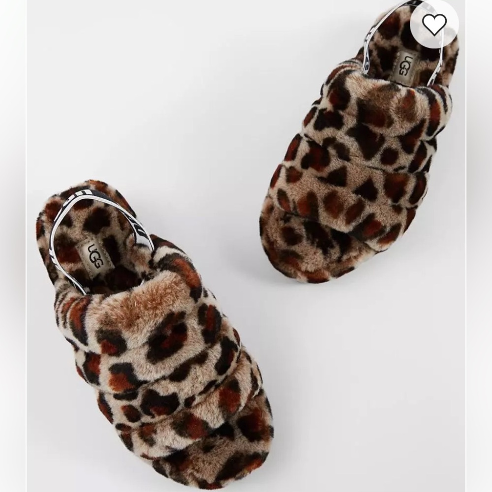 UGG Fluff Yeah Leopard Print Slide Sandals - Picture 2 of 8